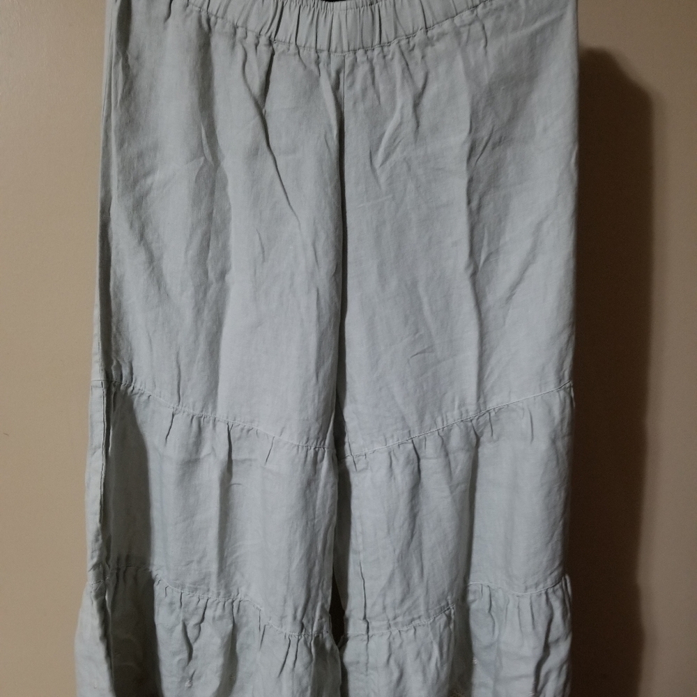 Embroidered linen pants